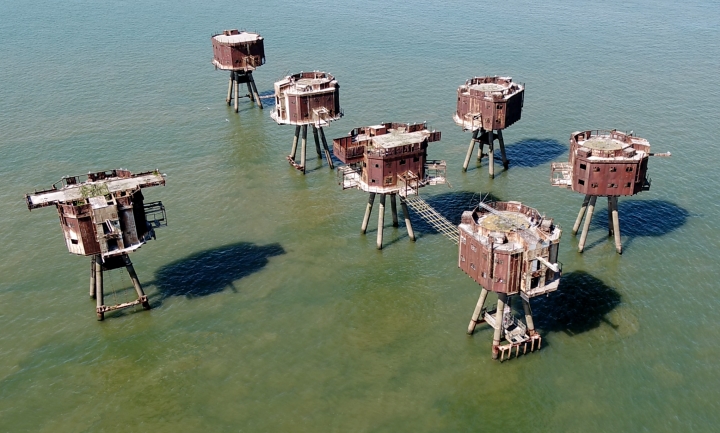 Aerial shot of Red Sands Fort
